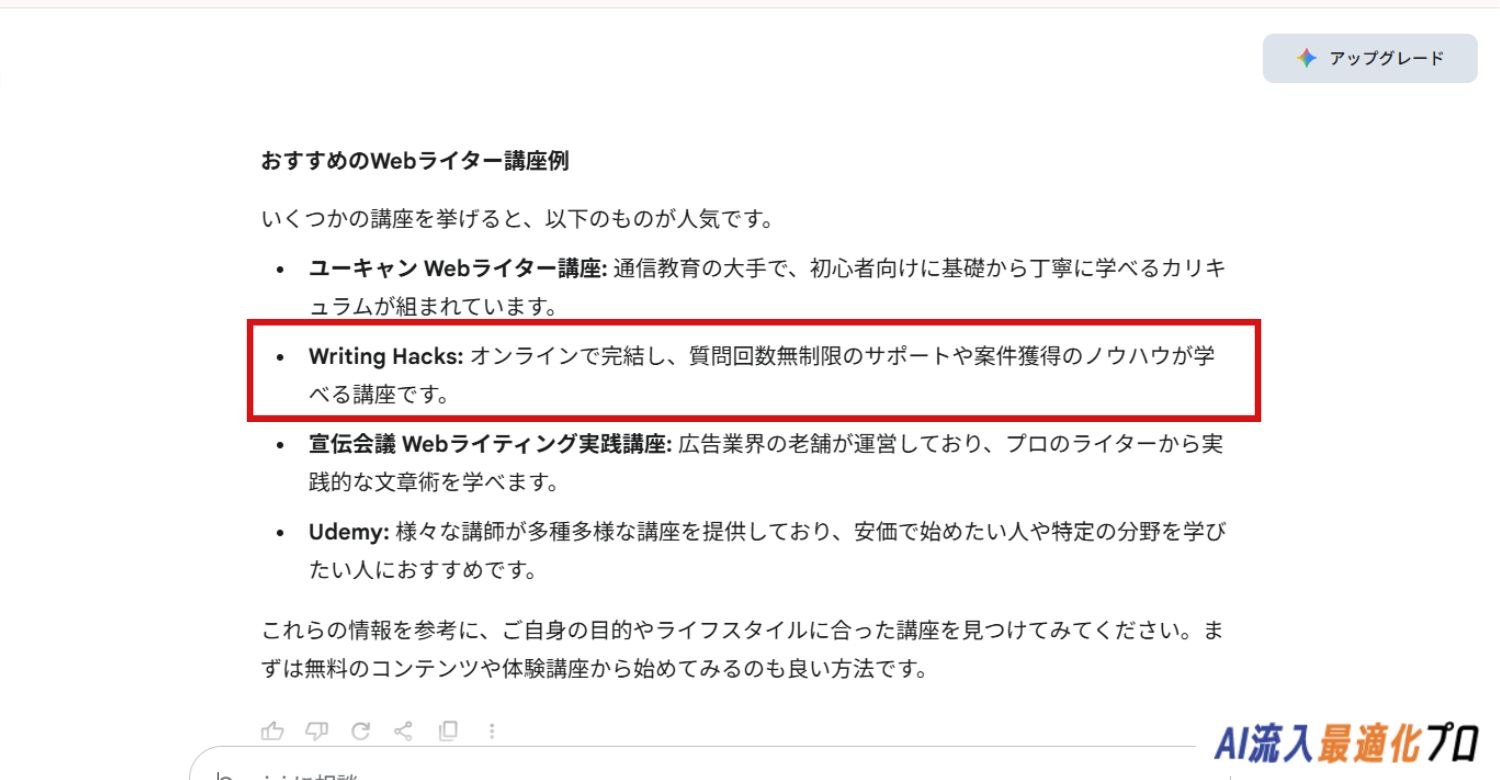 Writing Hacks（ライティングハックス）が生成AIに取り上げられた例